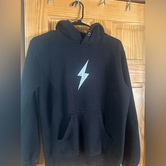 Kids Black Hoodie with Lightning Bolt Design - Picture 1 of 3